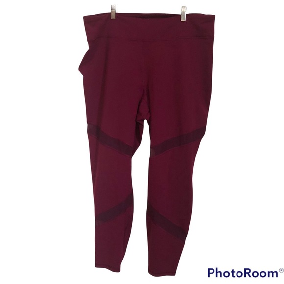 Old Navy Pants - Old Navy Active Plus Size 3X Maroon Go Dry Fitted Workout See Thru Leg Inserts